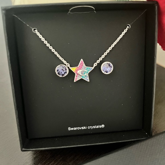 NWT Coach Star Crystal Necklace and Stud Earrings Set, 16" + 2" extender - Picture 3 of 5